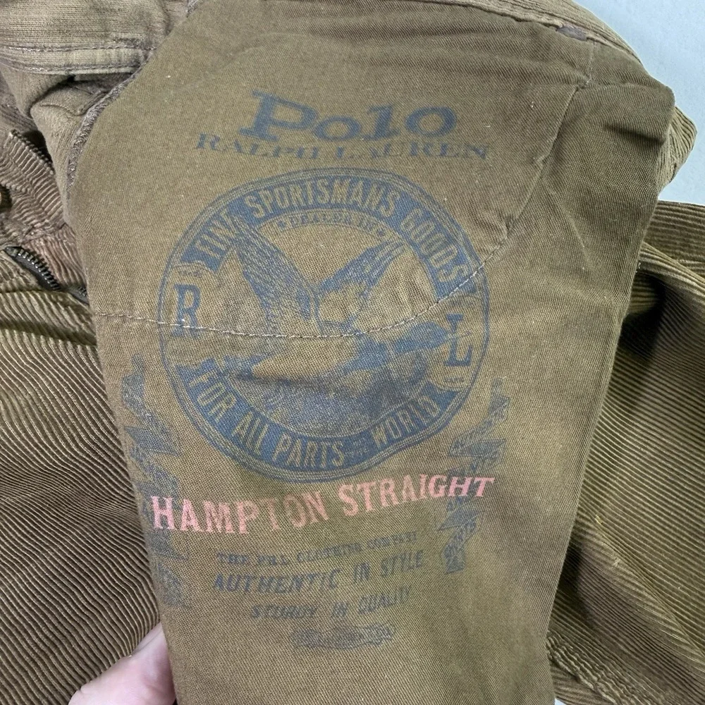 Polo Ralph‎ Lauren Pants Men's 34x30 Brown Corduroy The Hampton Straight Preppy